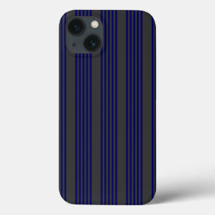 ネイビーブルーと木炭ストライプ五つ iPhone 13ケース