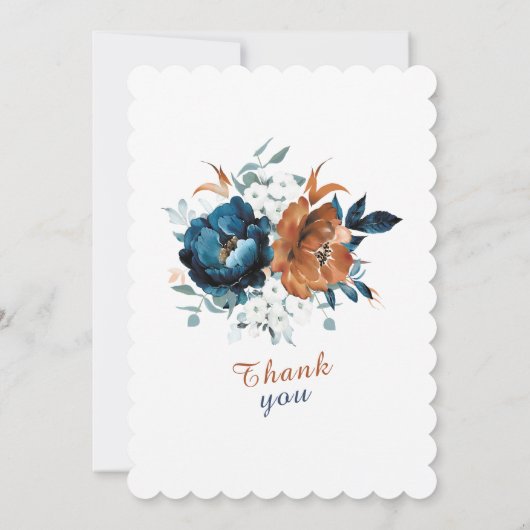 ネイビーブルーと焦げオレンジ結婚ズ 招待状 (裏面)