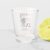 ネイビーブルーと珊瑚2枚の写真Save the Date ショットグラス (裏面)