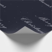 ネイビーブルーと白いメリークリスマス ラッピングペーパー (角)