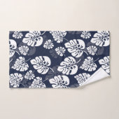 ネイビーブルーと白い熱帯地方の葉 |フローラ バスタオルセット (ハンドタオル)