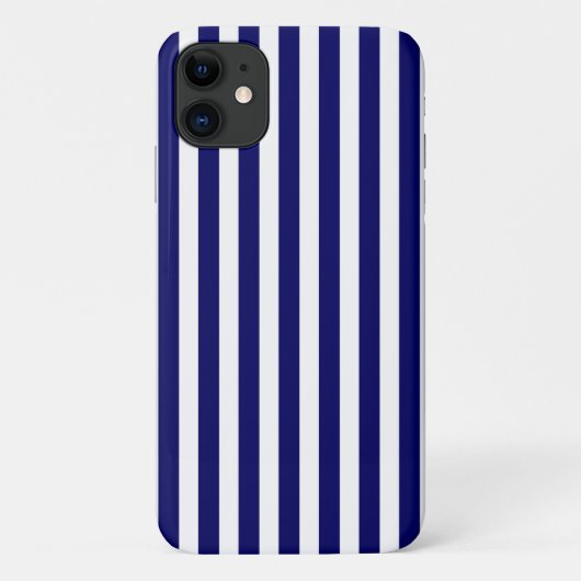 ネイビーブルーと白のキャンディーストライプ Case-Mate iPhoneケース (裏面)