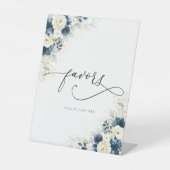 ネイビーブルーと白のバラの好意サイン 台座サイン (正面)