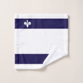 ネイビーブルーと白のフランスの花 バスタオルセット (ウォッシュタオル)