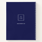 ネイビーブルーと白のモノグラム名のビジネスロゴ ノートブック (裏面)