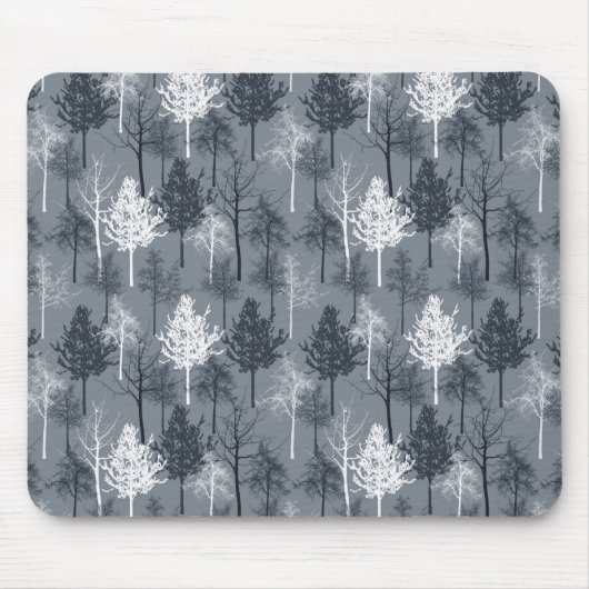 ネイビーブルーと白の木 マウスパッド (正面)