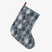 ネイビーブルーと白の木 ラージクリスマスストッキング (正面 (吊り時))