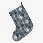ネイビーブルーと白の木 ラージクリスマスストッキング (裏面 (吊り時))