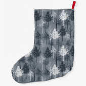 ネイビーブルーと白の木 ラージクリスマスストッキング (裏面)