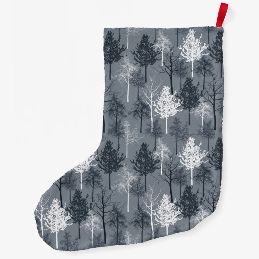 ネイビーブルーと白の木 ラージクリスマスストッキング (裏面)