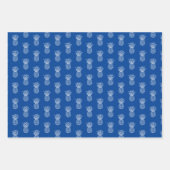 ネイビーブルーと白の熱帯パイナップル名門私立校風のズ ラッピングペーパーシート (正面3)