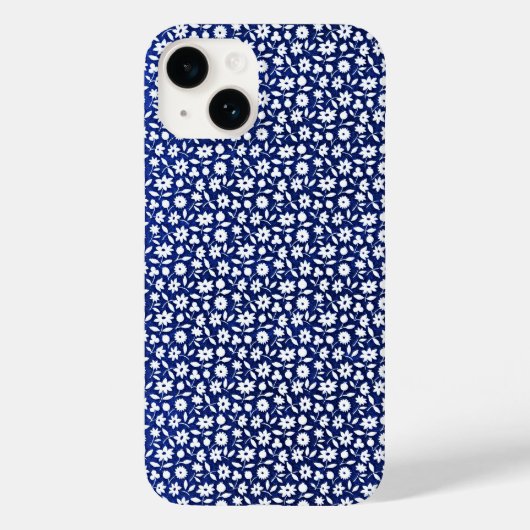 ネイビーブルーと白の花柄 Case-Mate iPhoneケース (裏面)