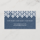 ネイビーブルーと白モダン花 名刺 (裏面)