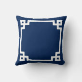 ネイビーブルーと白モノグラムのギリシャ鍵縁ど クッション (裏面)