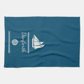 ネイビーブルーと白航海の色 キッチンタオル (横)