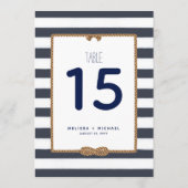 ネイビーブルーと航海のホワイトノットテーブル番号(5 x 7) 招待状 (裏面)