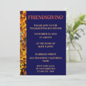 ネイビーブルーと葉の感謝祭の友達との食事 招待状 (スタンド正面)
