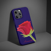 ネイビーブルーと赤いバラ iPhoneケース