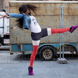 ネイビーブルーと赤レギンス レギンス