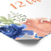 ネイビーブルーと赤面カボチャ誕生日歓迎 ポスター (角)