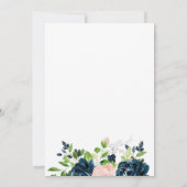 ネイビーブルーと赤面ピンクの水彩フローラ結婚ズ 招待状 (裏面)