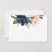 ネイビーブルーと赤面ピンクウェディングRSVPカード 出欠カード (裏面)