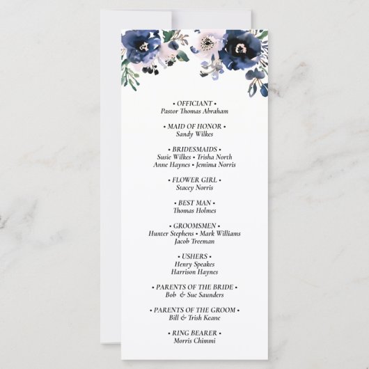 ネイビーブルーと赤面ピンクエレガントフローラ結婚ズ (裏面)