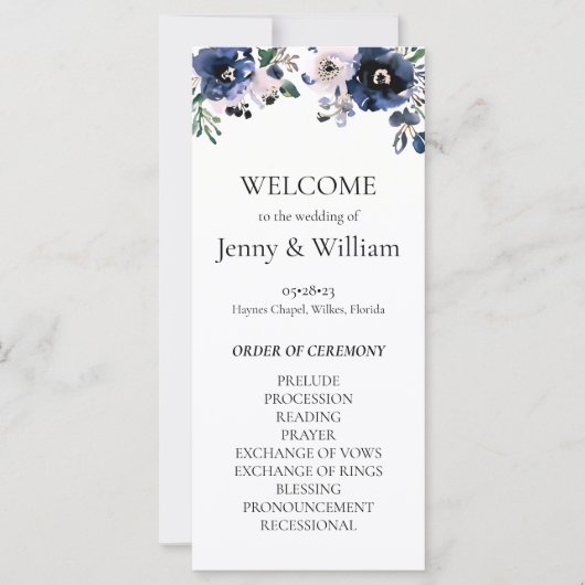 ネイビーブルーと赤面ピンクエレガントフローラ結婚ズ (正面)