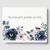 ネイビーブルーと赤面ピンクエレガントフローラ結婚ズ ゲストブック (裏面)