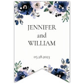 ネイビーブルーと赤面ピンクエレガントフローラ結婚ズ バンティングフラッグ (第2の旗)