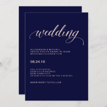 ネイビーブルーと赤面ピンクタイポグラフィ結婚ズ