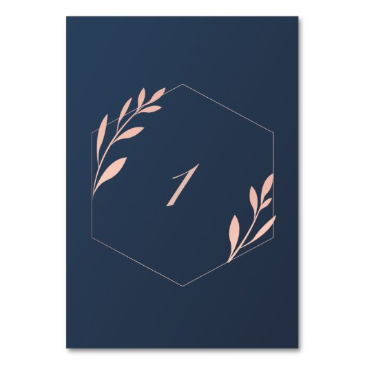 ネイビーブルーと赤面ピンクテーブル番号 テーブルナンバー (正面)