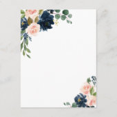 ネイビーブルーと赤面ピンクフローラカントリーウェディング エンクロージャーカード (裏面)