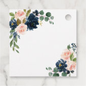 ネイビーブルーと赤面ピンクフローラカントリーウェディング フェイバータグ (裏面)