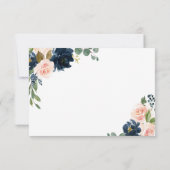 ネイビーブルーと赤面ピンクフローラカントリーウェディング 出欠カード (裏面)