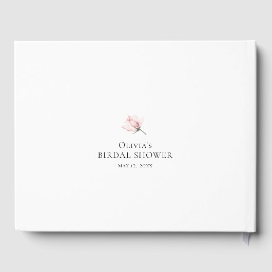 ネイビーブルーと赤面ピンクフローラブライダルシャワー ゲストブック (裏面)