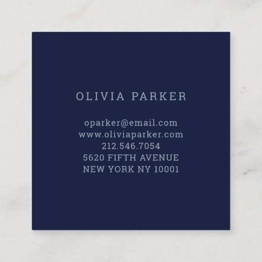 ネイビーブルーと赤面ピンクフローラ スクエア名刺 (裏面)