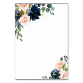 ネイビーブルーと赤面ピンク結婚のエンクロージャカード テーブルナンバー (裏面)