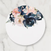 ネイビーブルーと赤面ピンク結婚式の引き出物ラベル。 フェイバータグ (裏面)