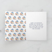 ネイビーブルーと赤面フローラカボチャ誕生日 カード (内部)