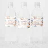 ネイビーブルーと赤面フローラカボチャ誕生日 ペットボトルラベル (ボトル)