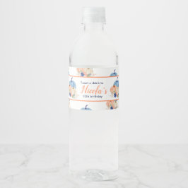 ネイビーブルーと赤面フローラカボチャ誕生日 ペットボトルラベル