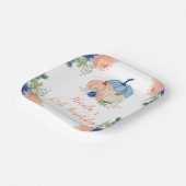 ネイビーブルーと赤面フローラカボチャ誕生日 ペーパープレート (傾斜あり)