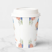 ネイビーブルーと赤面フローラカボチャ誕生日 紙コップ (左)