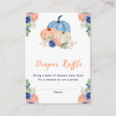 ネイビーブルーと赤面フローラカボチャ赤ちゃんシャワー エンクロージャーカード (正面)