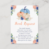 ネイビーブルーと赤面フローラカボチャ赤ちゃんシャワー エンクロージャーカード (正面)