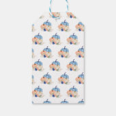 ネイビーブルーと赤面フローラカボチャ赤ちゃんシャワー ギフトタグ (裏面)
