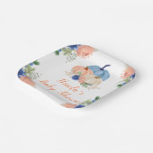 ネイビーブルーと赤面フローラカボチャ赤ちゃんシャワー ペーパープレート (傾斜あり)