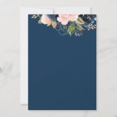 ネイビーブルーと赤面フローラブライダルシャワー 招待状 (裏面)