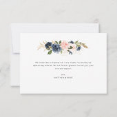 ネイビーブルーと赤面フローラ結婚ズ サンキューカード (裏面)